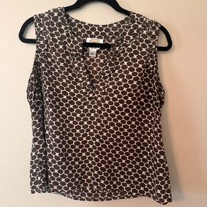 Talbots Brown and White Polka Dot, pure Silk Blouse